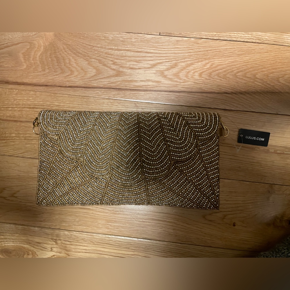 NWT lulus - Gold Beaded Evening Clutch